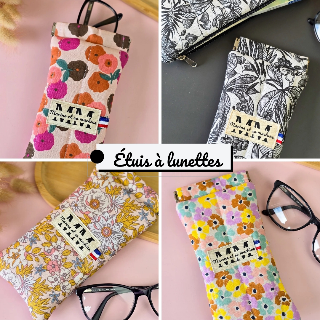 Etui souple pour lunettes - Marine et sa machine - Fait main en Bretagne