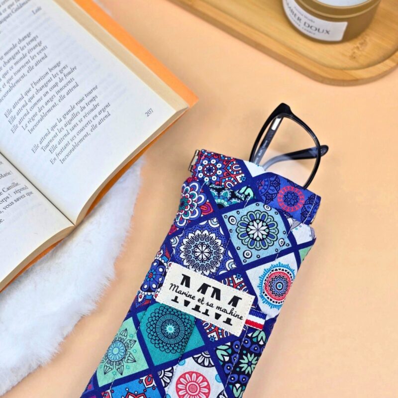 Etui pour lunettes Mandala bleu