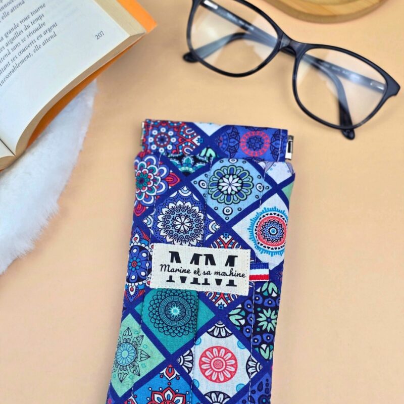 Etui pour lunettes Mandala bleu