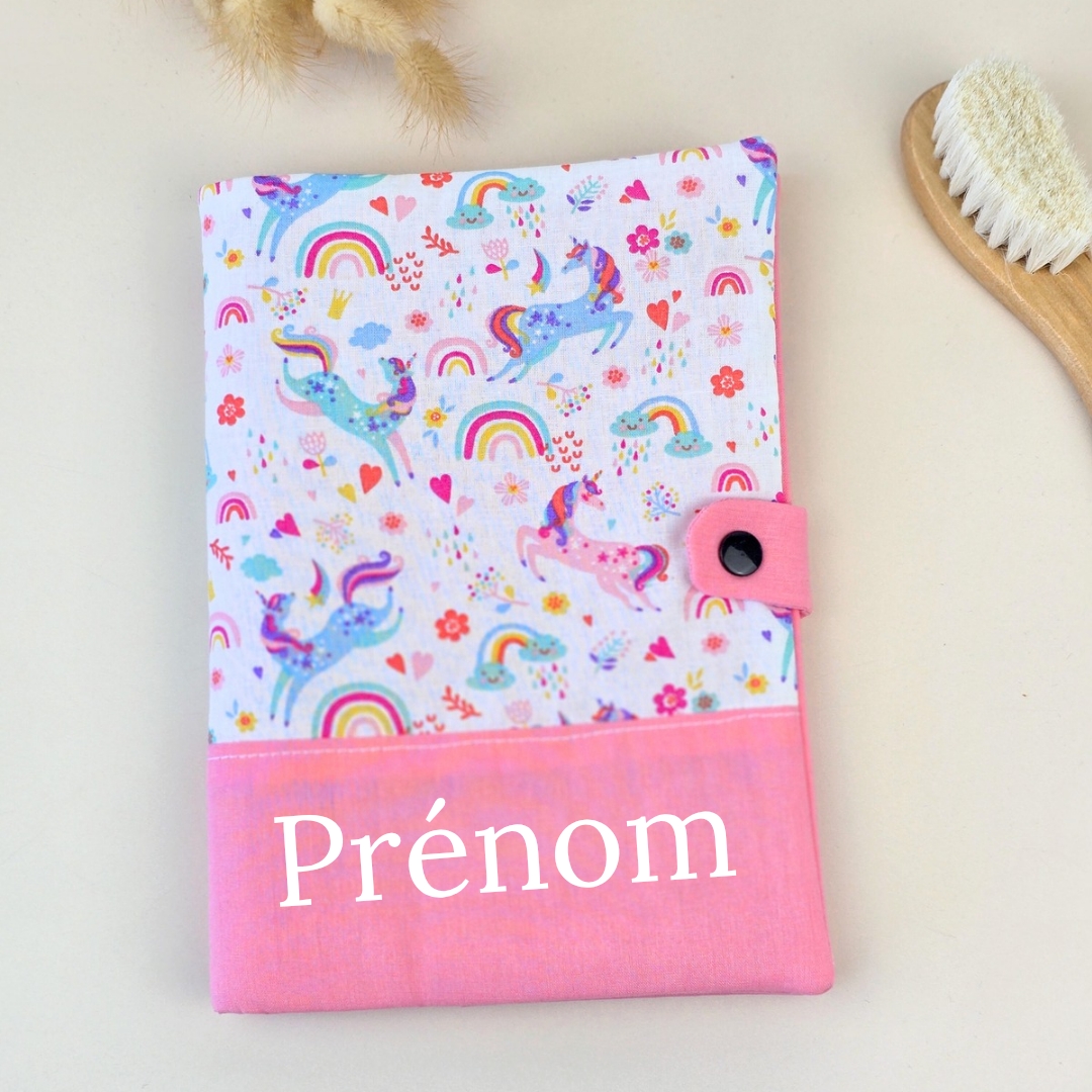 Housse de carnet de santé Licorne