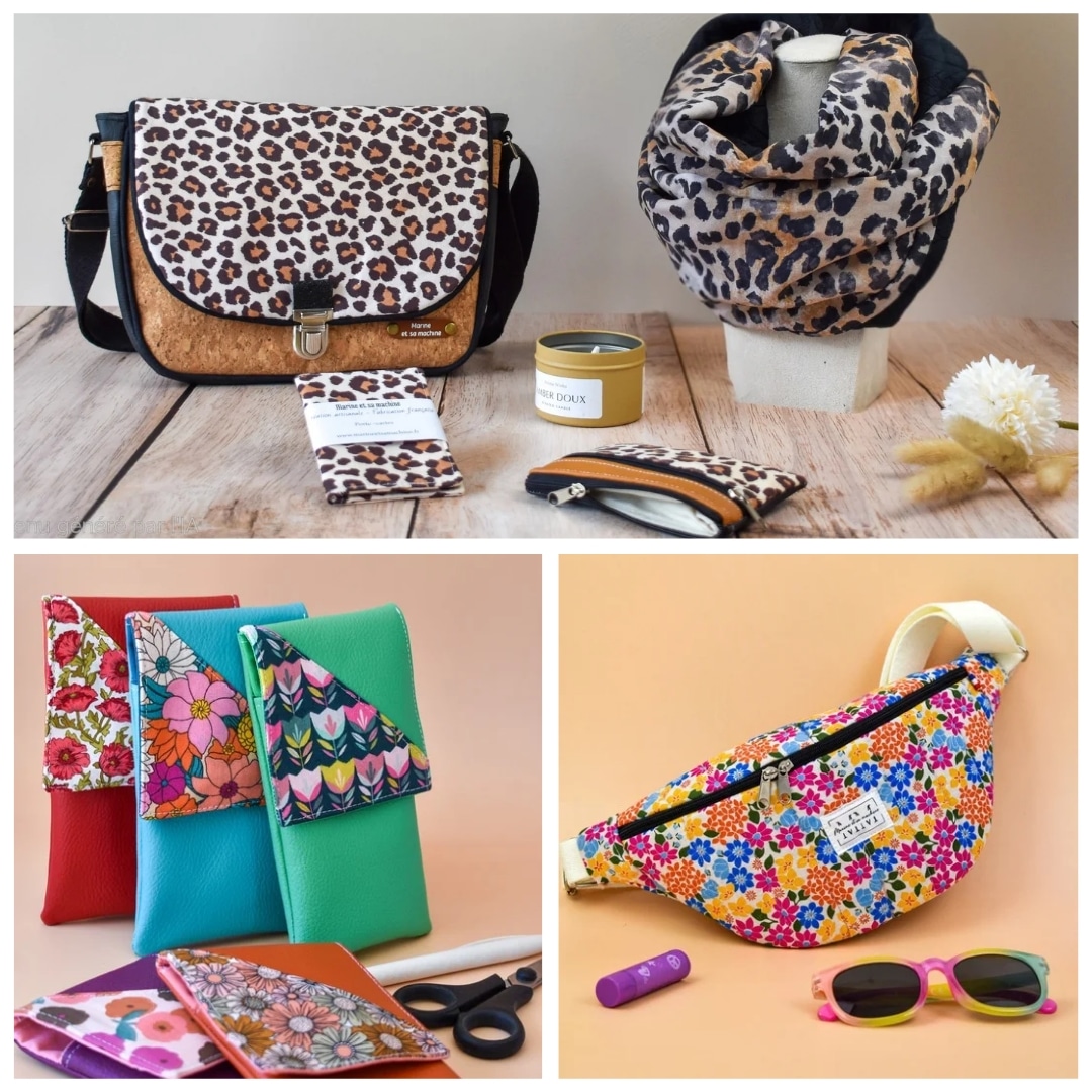 Accesoires tendance femme et enfant - Accessoires faits main - Marine et sa machine