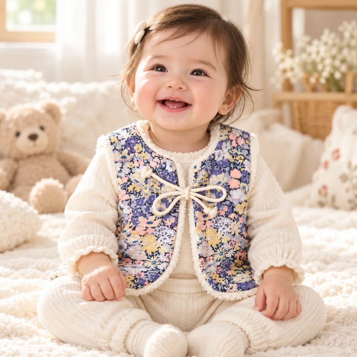 Gilet sans manche bébé réversible porté