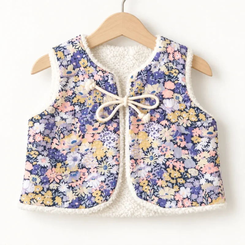 Gilet sans manche bebe réversible sur cintre