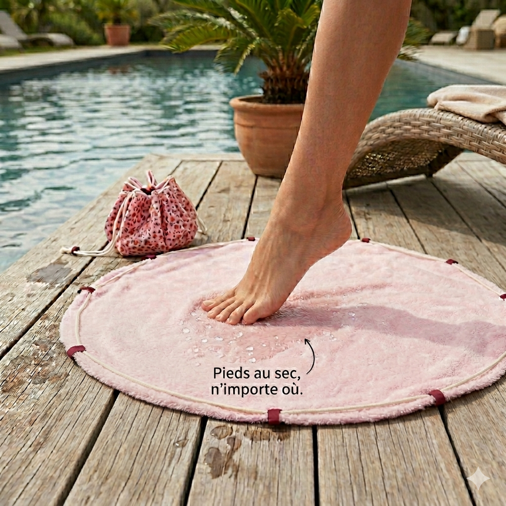 Pochon piscine imperméable - tapis de piscine pieds au sec - présentation