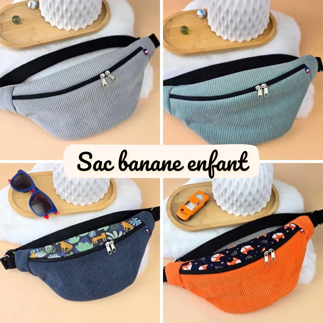 sac banane enfant - fait main - marine et sa machine