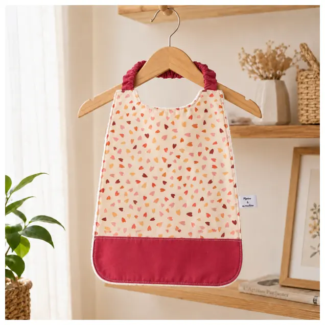 Serviette de table avec elastique motif coeur sur cintre