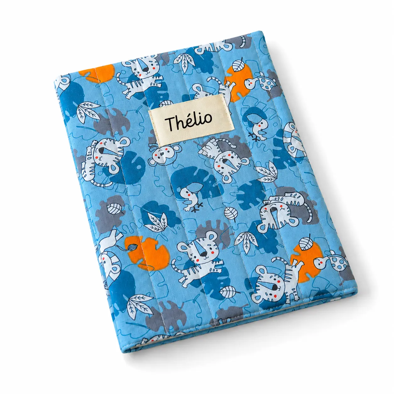Protège cahier en tissu avec prénom