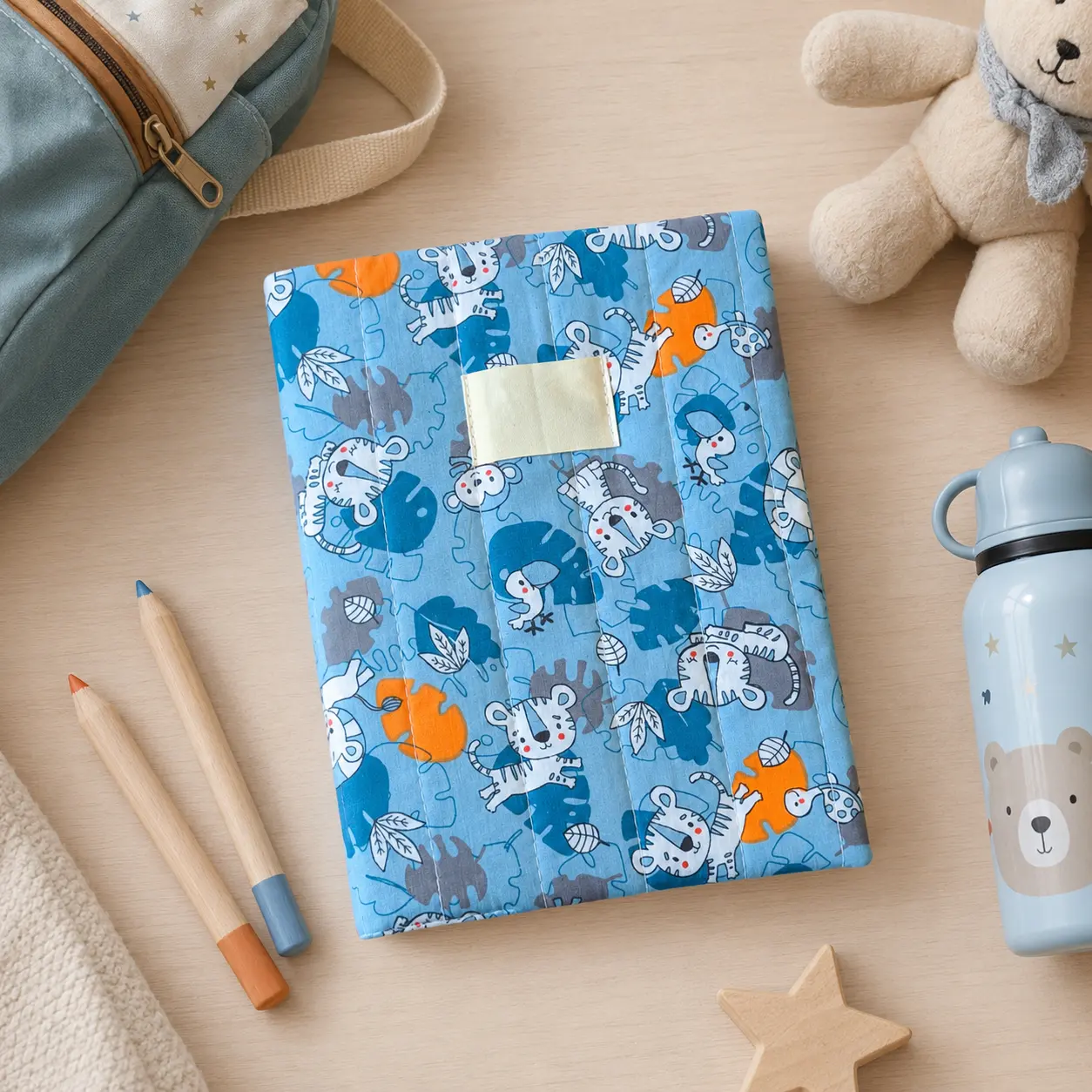 Protège cahier lionceau bleu