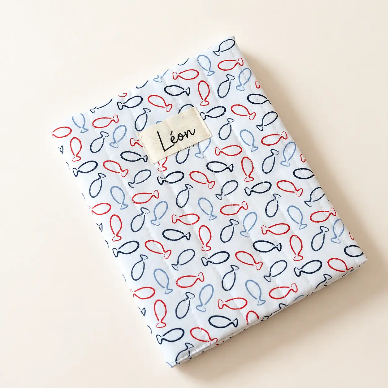 Protège cahier poisskaï avec prénom