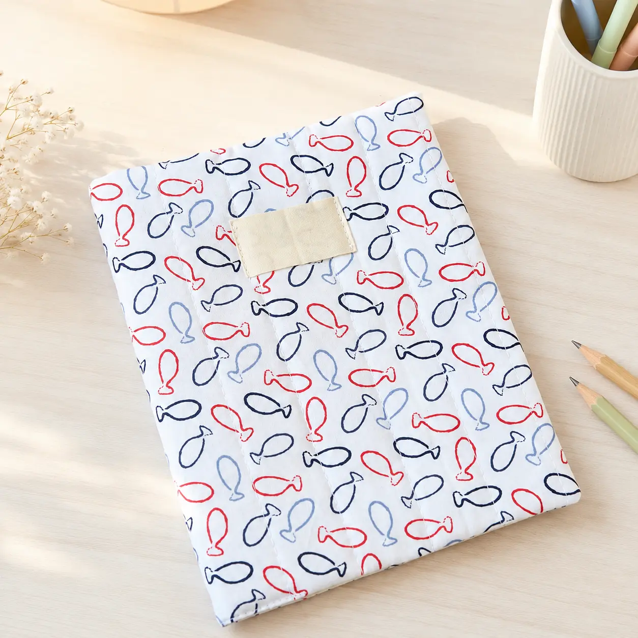 Protège cahier poisskaï - housse en tissu
