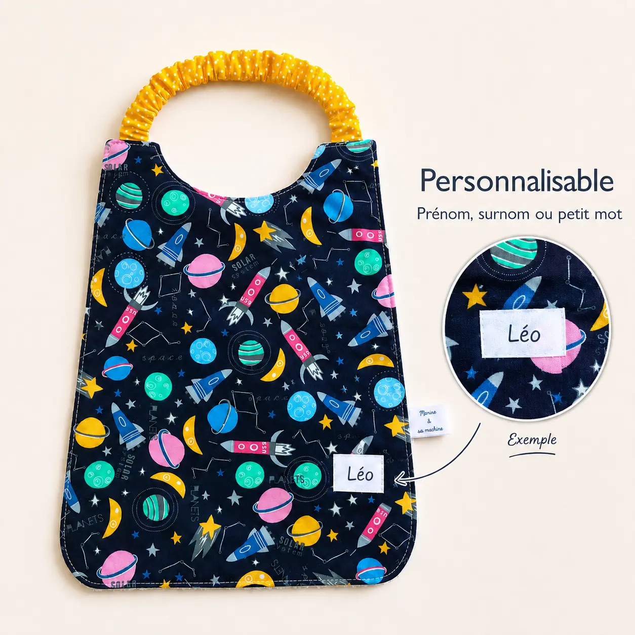 Serviette élastique maternelle garçon personnalisée