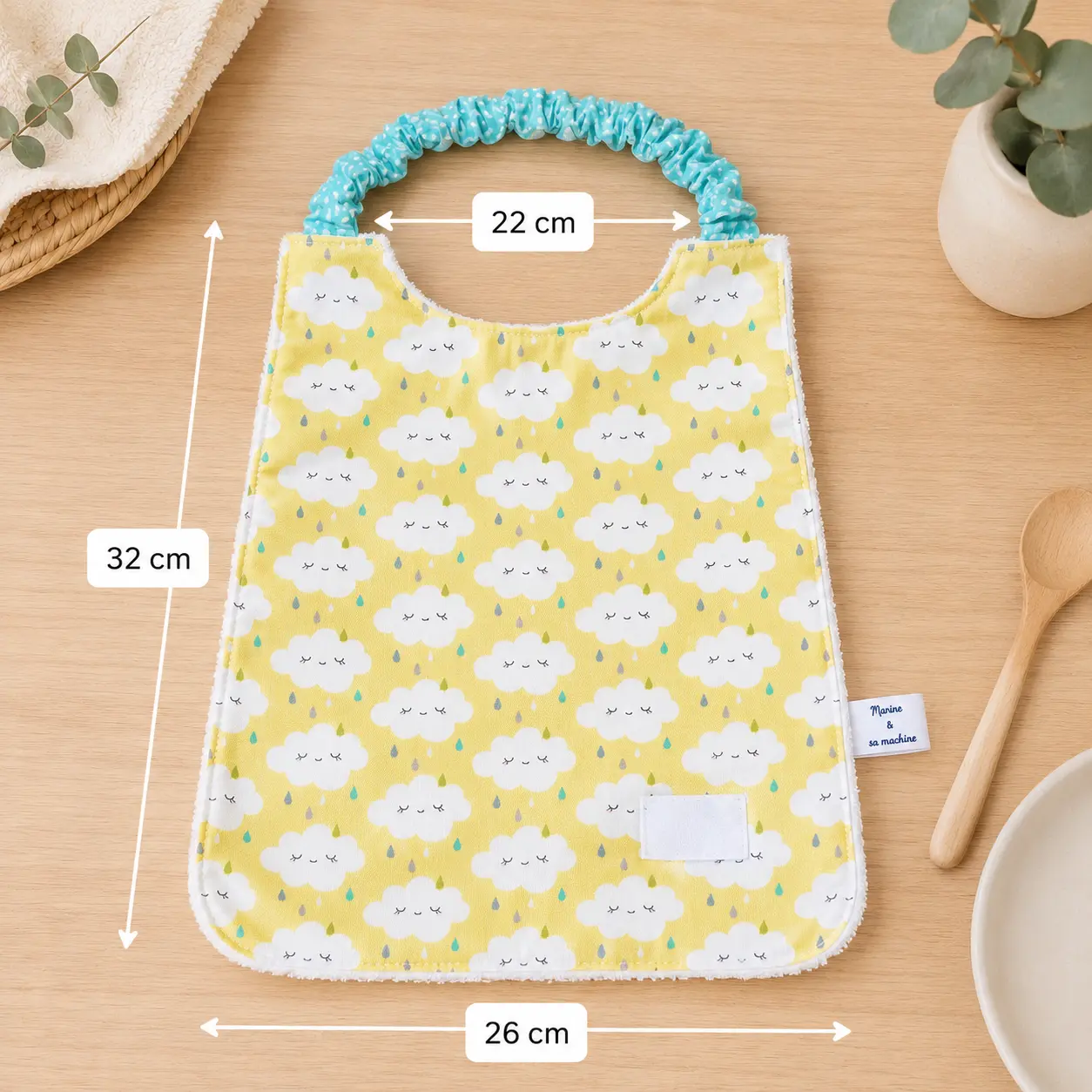 Serviette élastique maternelle nuage - dimensions