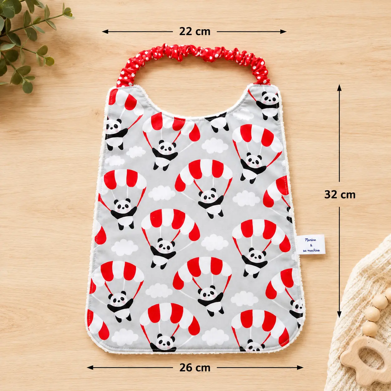 Serviette élastique maternelle panda - dimensions