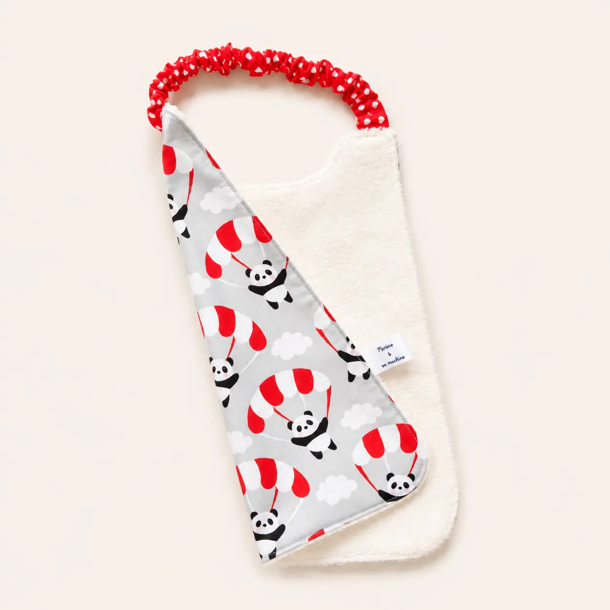 Serviette élastique maternelle panda - envers