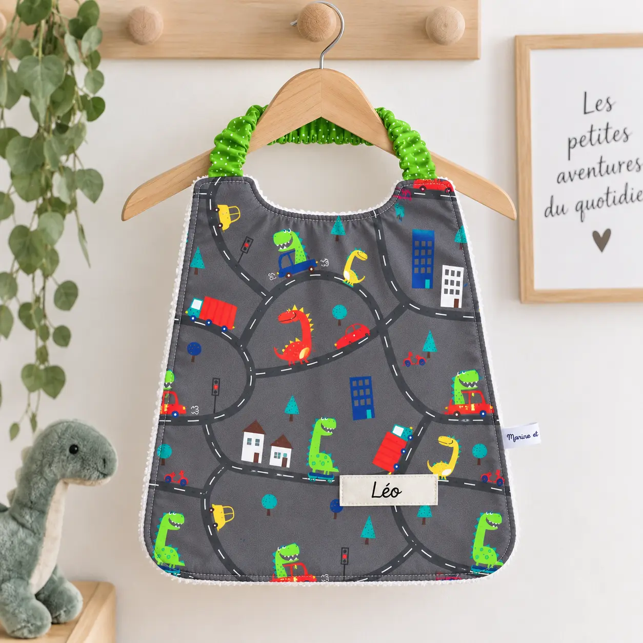 Bavoir élastique maternelle dinosaure - rentrée