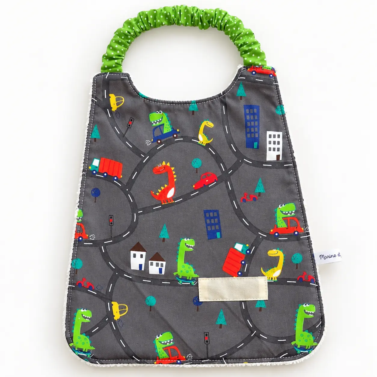 Bavoir elastique maternelle dinosaure