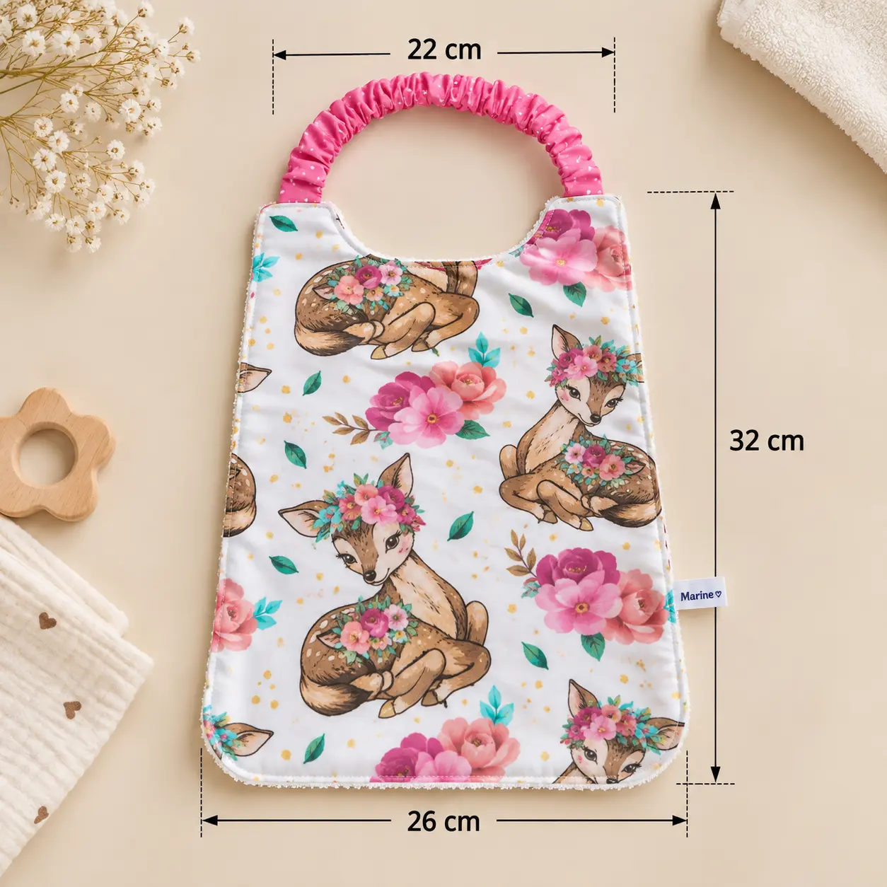 Serviette elastique maternelle fille dimensions