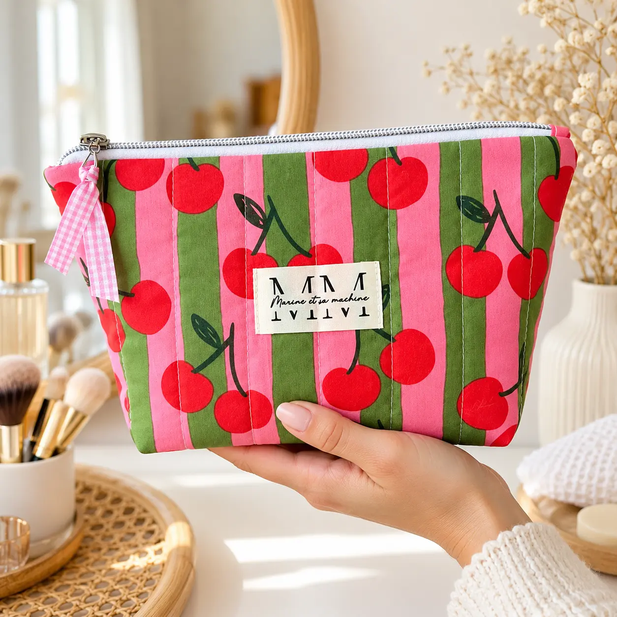 Trousse en tissu cerises